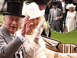King Charles and Queen Camilla wave to fans as they arrive for the final day of Royal Ascot